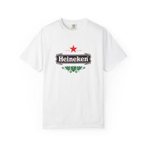 Camiseta con el logo de Heineken / Camiseta de marca de cerveza, camiseta unisex teñida en prenda. imagen 5