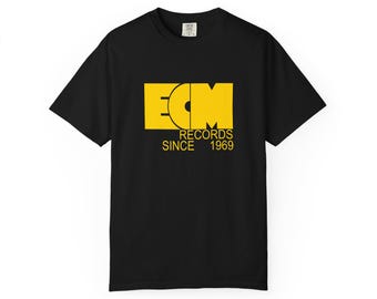 Camiseta teñida en prenda de ECM Records desde 1969, camiseta vintage de música jazz.