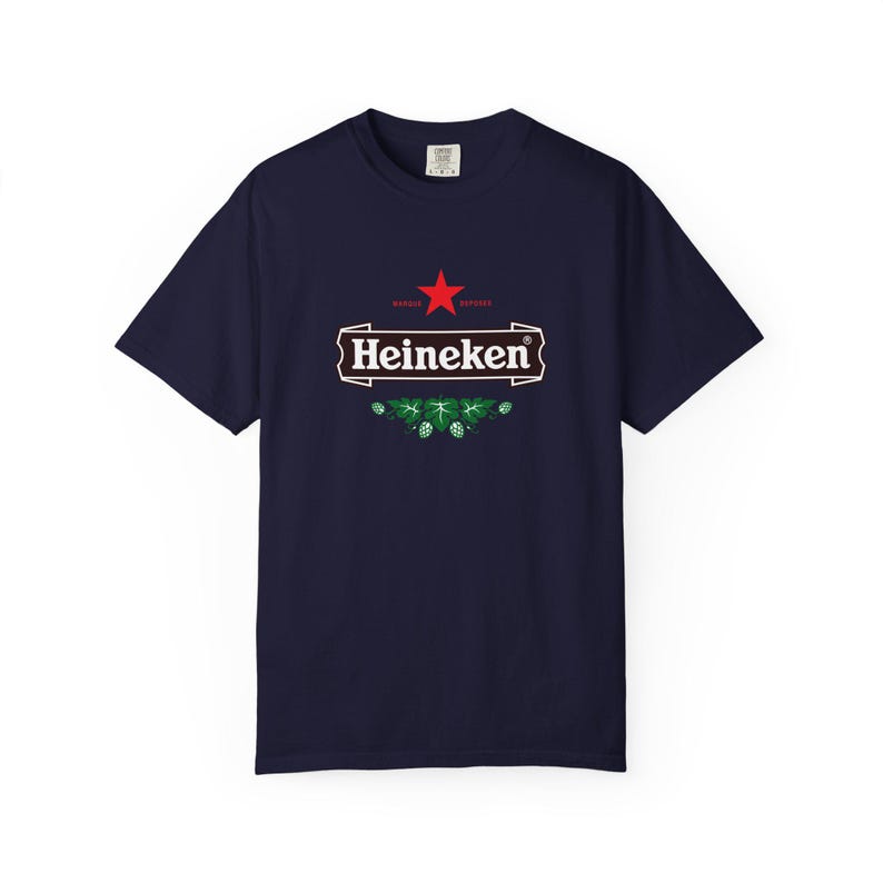 Camiseta con el logo de Heineken / Camiseta de marca de cerveza, camiseta unisex teñida en prenda. imagen 14