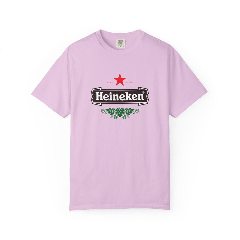 Camiseta con el logo de Heineken / Camiseta de marca de cerveza, camiseta unisex teñida en prenda. imagen 16