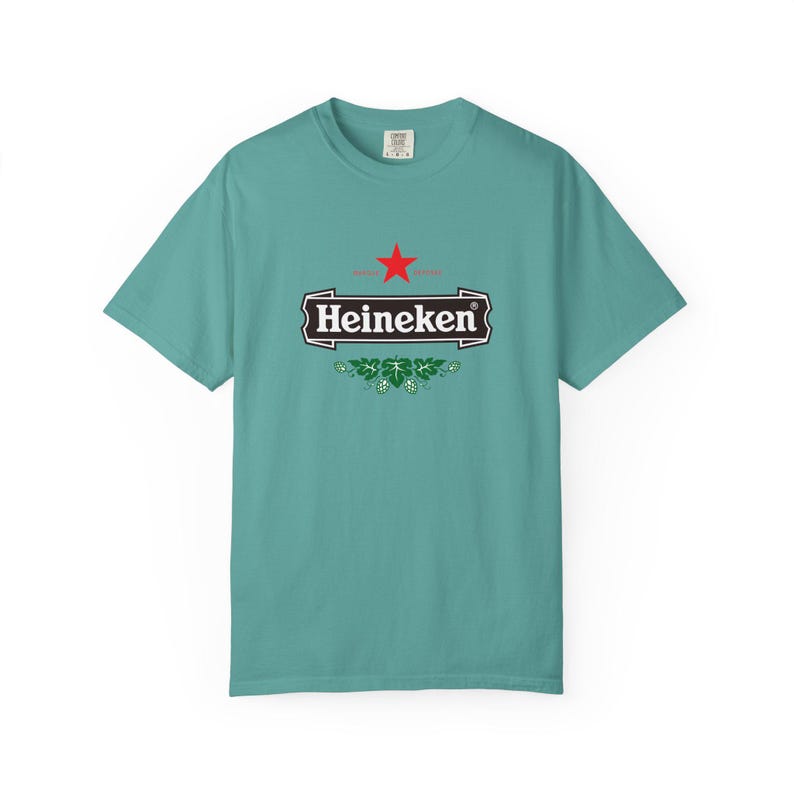 Camiseta con el logo de Heineken / Camiseta de marca de cerveza, camiseta unisex teñida en prenda. imagen 11