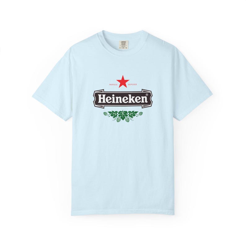 Camiseta con el logo de Heineken / Camiseta de marca de cerveza, camiseta unisex teñida en prenda. imagen 12