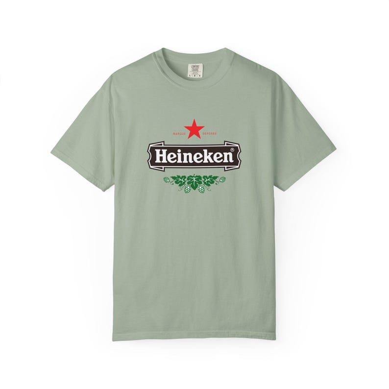 Camiseta con el logo de Heineken / Camiseta de marca de cerveza, camiseta unisex teñida en prenda. imagen 9