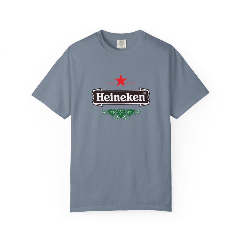 Camiseta con el logo de Heineken / Camiseta de marca de cerveza, camiseta unisex teñida en prenda. imagen 13