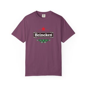 Camiseta con el logo de Heineken / Camiseta de marca de cerveza, camiseta unisex teñida en prenda. imagen 18