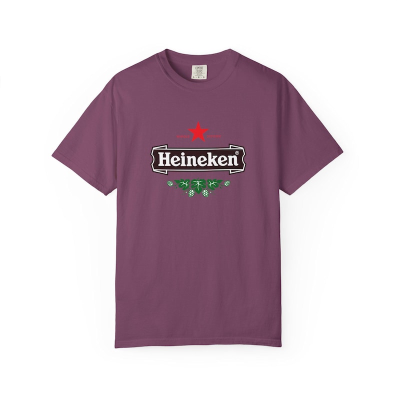 Camiseta con el logo de Heineken / Camiseta de marca de cerveza, camiseta unisex teñida en prenda. imagen 18