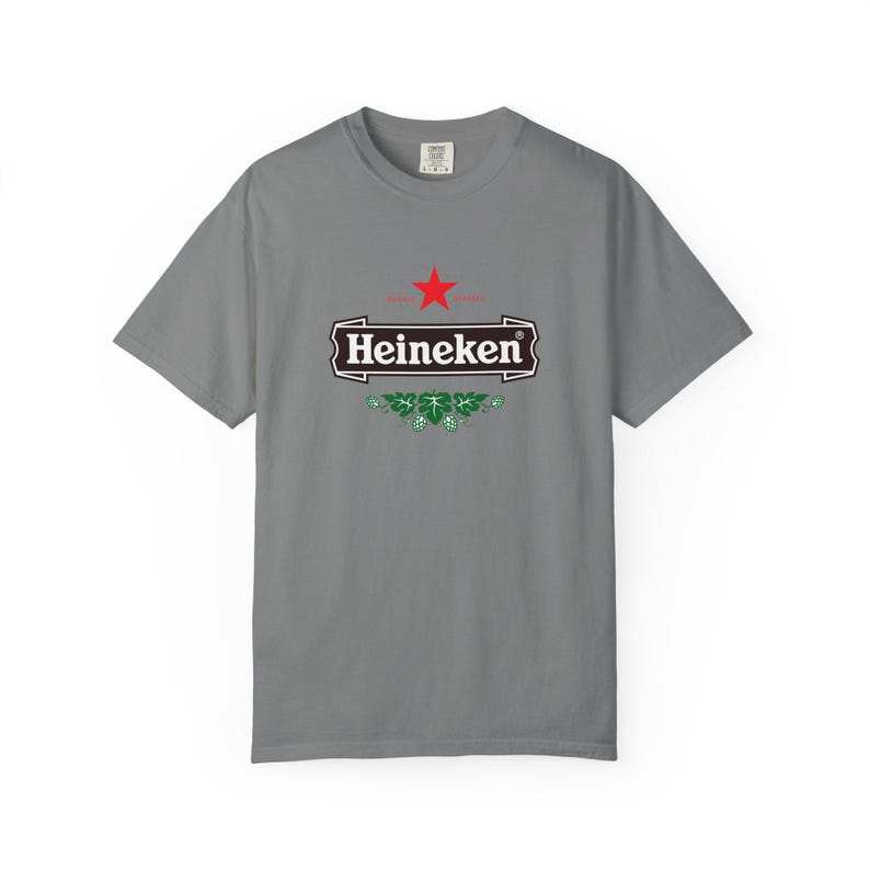 Camiseta con el logo de Heineken / Camiseta de marca de cerveza, camiseta unisex teñida en prenda. imagen 8