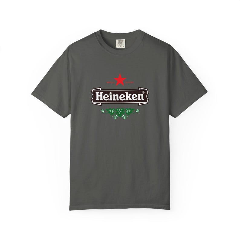 Camiseta con el logo de Heineken / Camiseta de marca de cerveza, camiseta unisex teñida en prenda. imagen 7