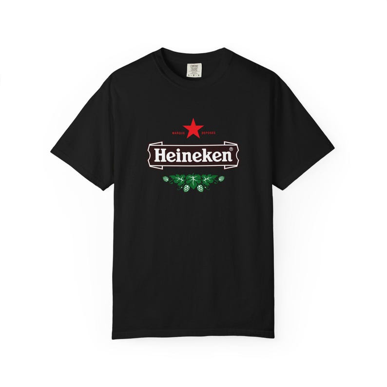 Camiseta con el logo de Heineken / Camiseta de marca de cerveza, camiseta unisex teñida en prenda. imagen 1