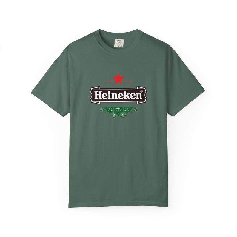 Camiseta con el logo de Heineken / Camiseta de marca de cerveza, camiseta unisex teñida en prenda. imagen 10