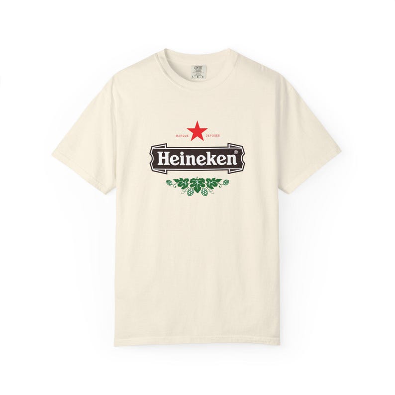 Camiseta con el logo de Heineken / Camiseta de marca de cerveza, camiseta unisex teñida en prenda. imagen 6