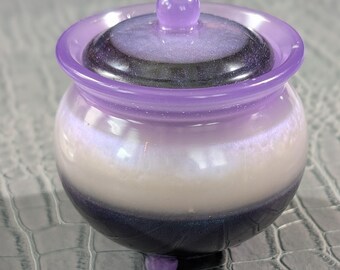 Mini Footed Cauldron-Pearl and Purple