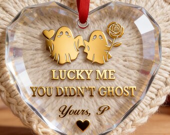 Cadeau personnalisé doré de la Saint-Valentin, ornement en verre de cristal, cadeau viral, cadeau de fiançailles, petit ami, petite amie, souvenir de mariage amusant