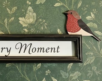 Cadre de porte oiseau en bois peint à la main Robin Door Topper Décoration d'angle de porte lunatique étagère gardienne Cadre photo décoratif pour bas de Noël