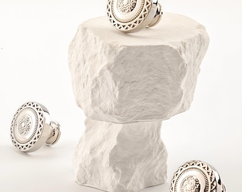 Bouton d'armoire en laiton rétro argenté, poignée de porte de garde-robe, poignée de placard, quincaillerie de meubles, décoration d'intérieur vintage française rococo