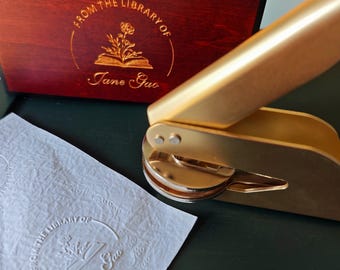 Embosseuse de livres personnalisée haut de gamme avec boîte en bois gravée Embosseuse de bibliothèque personnalisée de la bibliothèque d'Ex Libris cadeau pour amoureux des livres