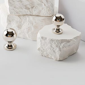 Modern Silver Cabinet Knobs Solid Brass Drawer Pulls Polished Chrome Dresser Knobs French Style Furniture Hardware Unique Wardrobe Handles image 9