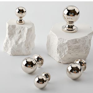 Modern Silver Cabinet Knobs Solid Brass Drawer Pulls Polished Chrome Dresser Knobs French Style Furniture Hardware Unique Wardrobe Handles image 17