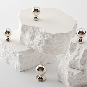 Modern Silver Cabinet Knobs Solid Brass Drawer Pulls Polished Chrome Dresser Knobs French Style Furniture Hardware Unique Wardrobe Handles image 16