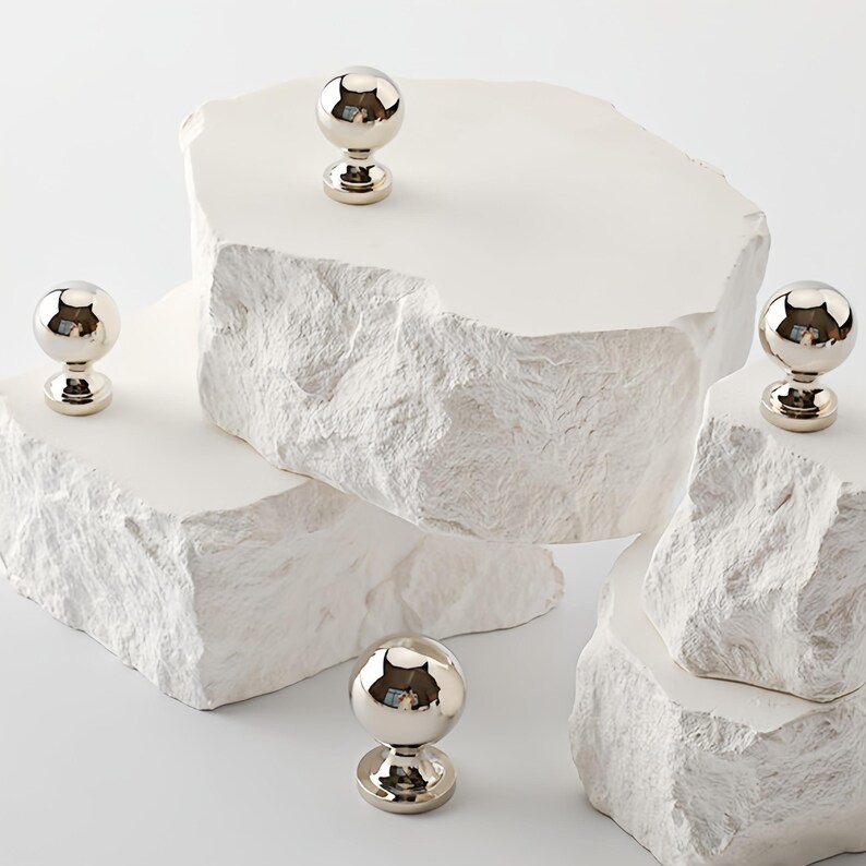 Modern Silver Cabinet Knobs Solid Brass Drawer Pulls Polished Chrome Dresser Knobs French Style Furniture Hardware Unique Wardrobe Handles image 16