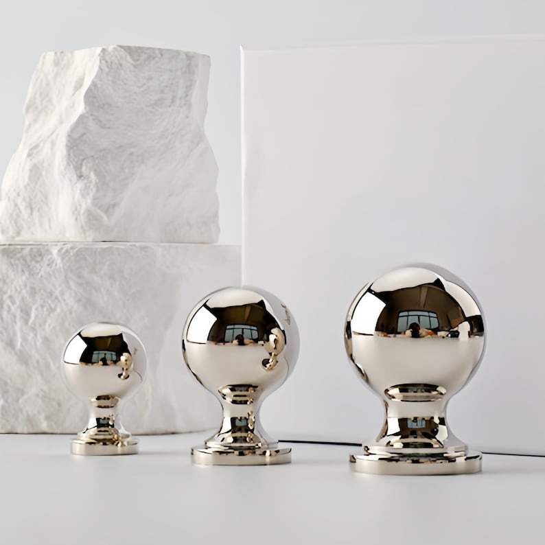 Modern Silver Cabinet Knobs Solid Brass Drawer Pulls Polished Chrome Dresser Knobs French Style Furniture Hardware Unique Wardrobe Handles image 1