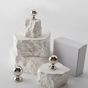 Modern Silver Cabinet Knobs Solid Brass Drawer Pulls Polished Chrome Dresser Knobs French Style Furniture Hardware Unique Wardrobe Handles image 3