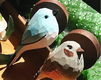 Crochets muraux oiseaux en bois sculptés à la main, boutons muraux décoratifs geai bleu et cardinal, porte-manteau animal fantaisiste, décoration d'intérieur unique inspirée de la nature