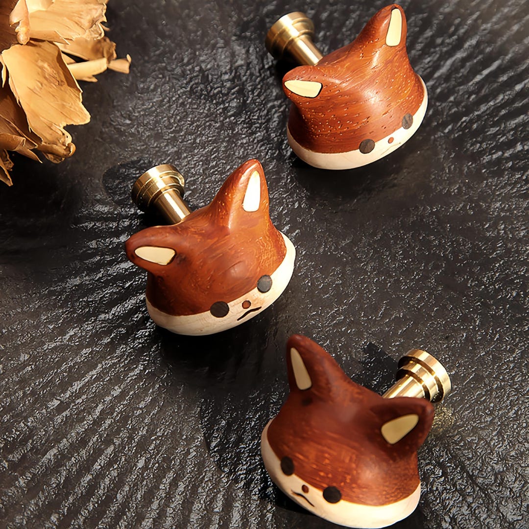 Fox Cupboard Cute Wooden Fox Cabinet Knob, Solid Brass & Wood Drawer Pull, Nursery ...