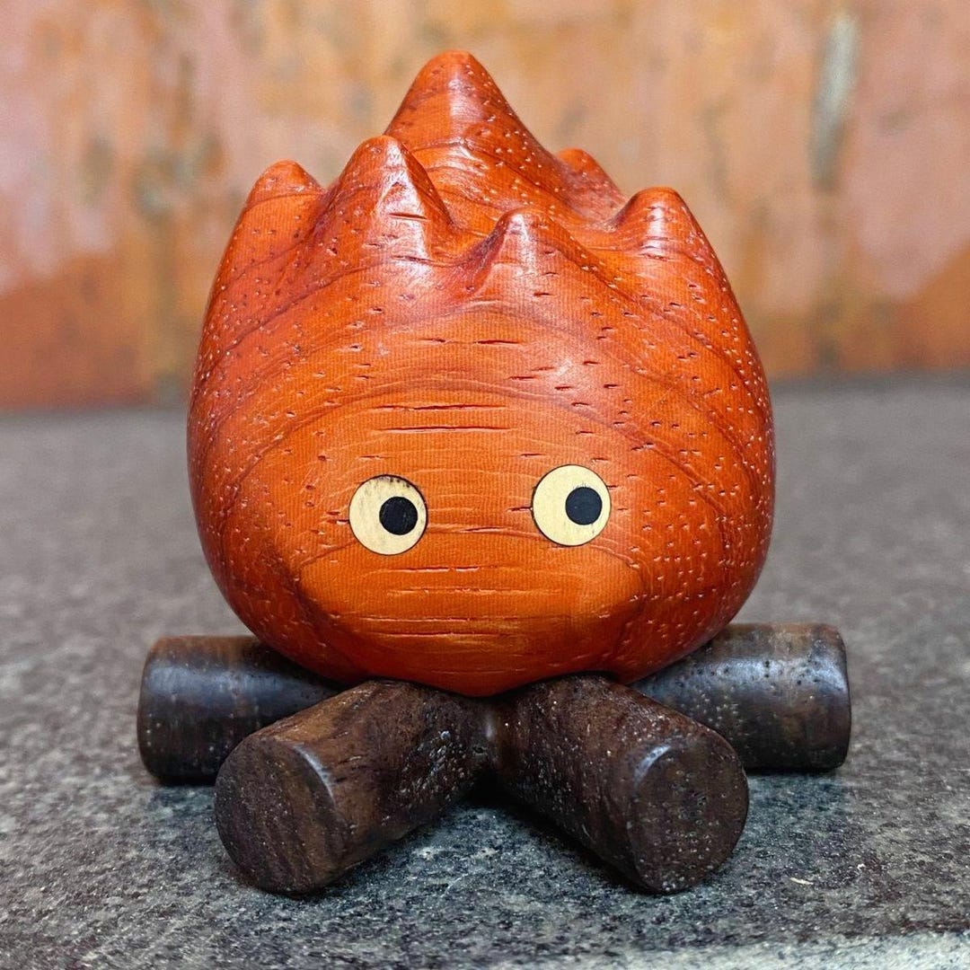 Fire Spirit Howls Handmade Wooden Fire Spirit Ornament Cute Anime Desk Decor Kawaii Gift ...