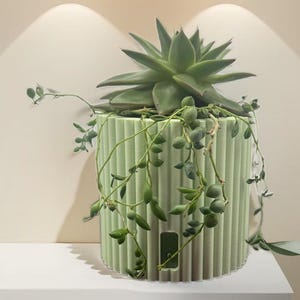 Maceta de menta con autorriego, impresa en 3D, de 11,4 x 11,4 cm, con función de aireación y bomba de aire.