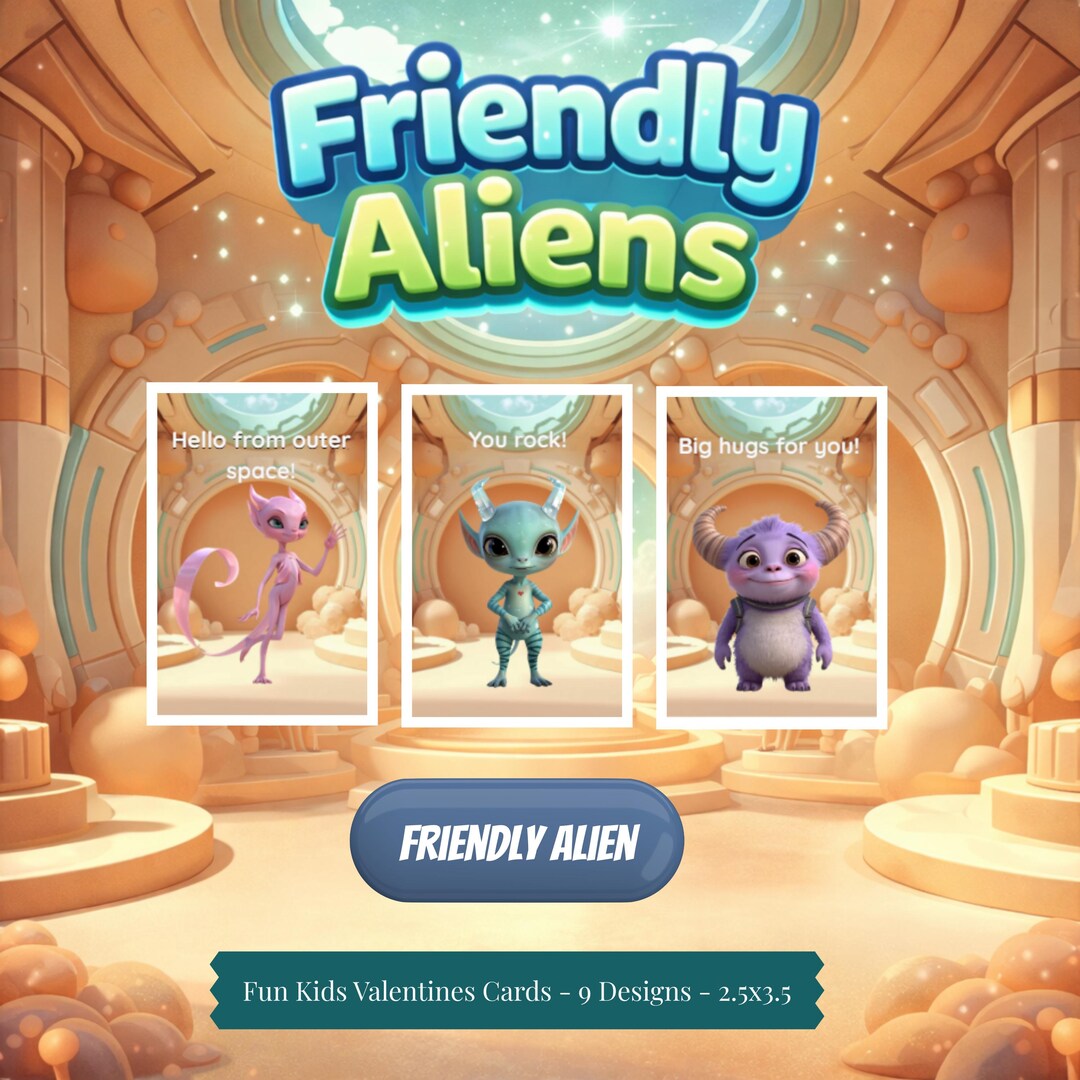 Alien Valentine Cards for Kids, Classroom Exchange (PDF Printable, 9 ...