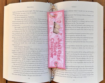 Embroidered Bookmark Purse | "Just One More Chapter" Beaded Fabric Book Accessory