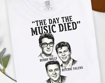 The Day The Music Died Shirt Vintage Tee  Buddy Holly Ritchie Valens Rock Apparel