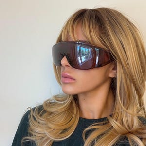 Oversized Brown Fit Over Sunglasses: Retro Bug Eye 2000s Deadstock Eyewear
