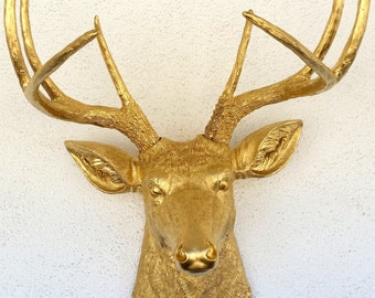 Faux Gold Deer Head 8 Point Buck Deer Head Wall Mount Decor Deer Head decor