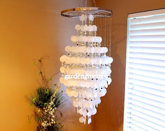 Extra Large Capiz Shell Chandelier Light White Capiz Shell