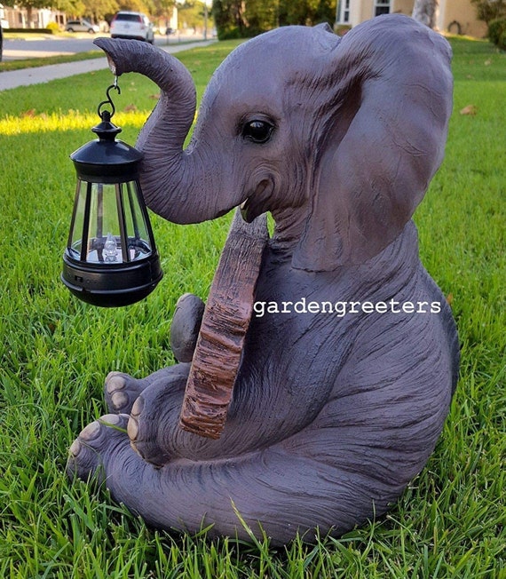 Statua Elefante Da Giardino Con Luce Solare - Decorazione Esterna, Resina Resistente, Regalo Per Donna O Mamma - Foto 11