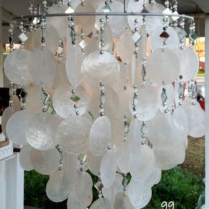 Solar Capiz Shell Windchimes/Chandelier White Capiz Chimes With Solar Light