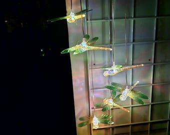 Solar Dragonfly Mobile Windchimes Solar Dragonfly Decor Dragonfly LED Light