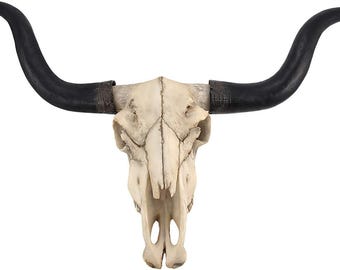 Estatua de decoración de pared con cráneo de vaca de cuerno largo