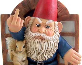 Gnome Go Away Wall mount Gnome statue