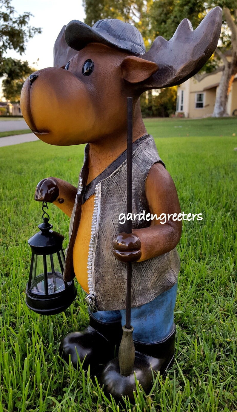 Solar Moose Garden Statue Moose Solar Lantern Figurine Moose - Etsy