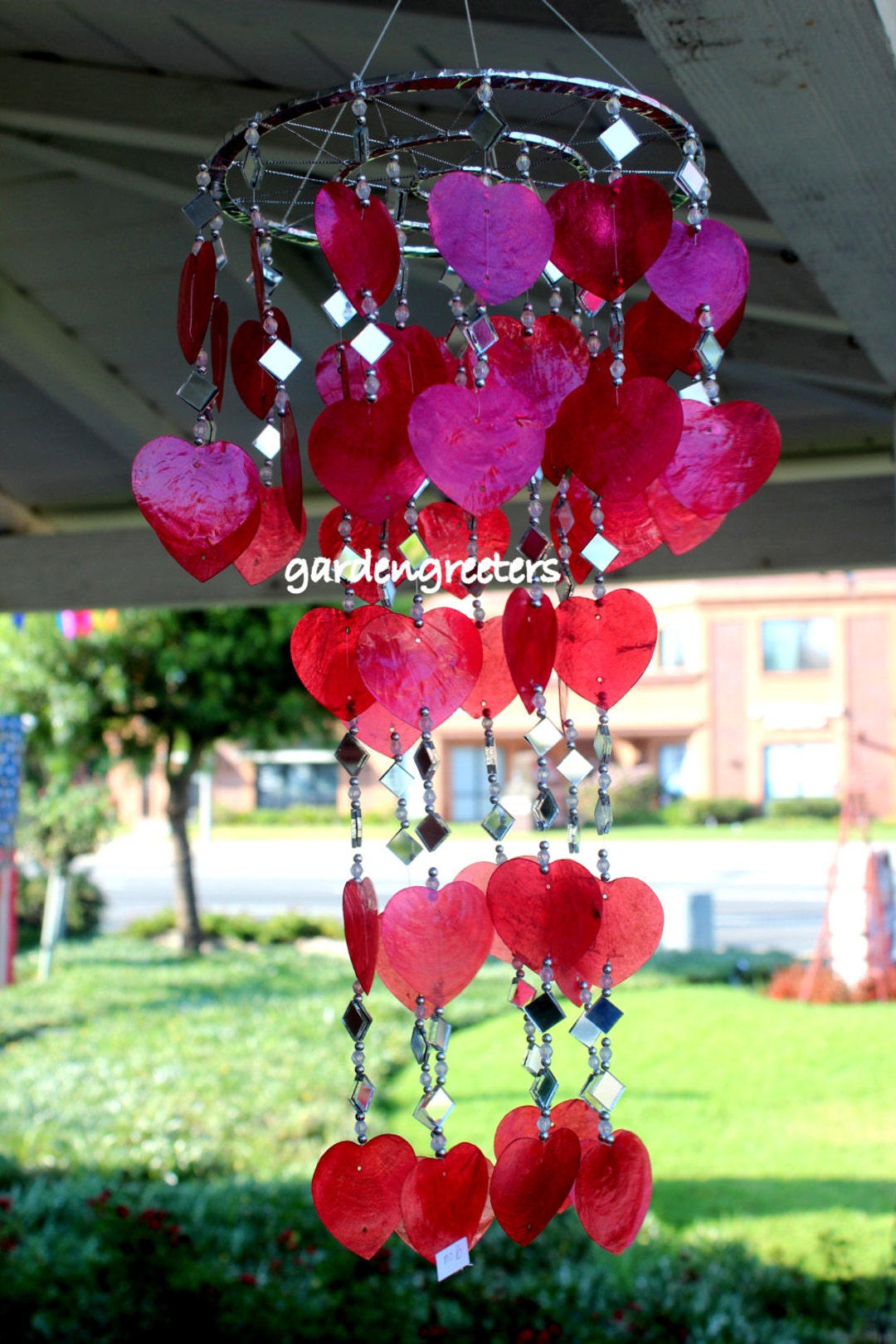 Red Heart Capiz Shell Windchimes Red Heart Capiz Chimes - Etsy