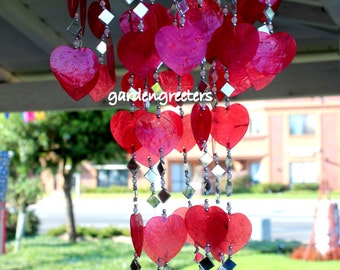 Red Heart Capiz Shell Windchimes  Red Heart Capiz Chimes