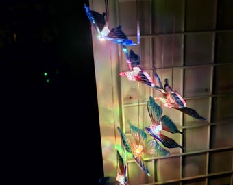 Solar Butterfly Mobile Windchimes Solar Butterfly Decor Butterfly LED Light
