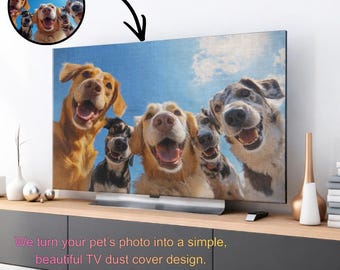 Funda de TV personalizada con foto de mascota: protector de pantalla de tela personalizado