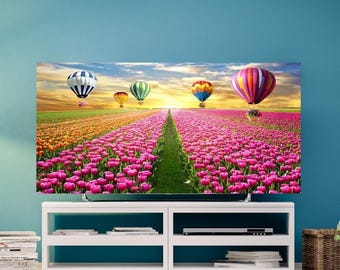 Funda universal para colgar TV con polvo para pantallas de 32 a 75", se adapta a pantallas planas y curvas.
