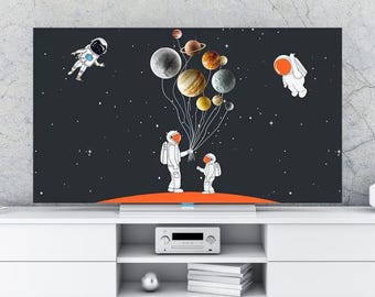 Funda antipolvo para TV con diseño espacial: protector para TV de pared o de escritorio