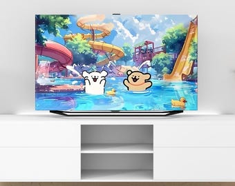 Funda para TV con dibujos de animales al estilo coreano para pantallas de 32 a 75", paño decorativo para polvo.