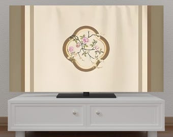 Funda para TV de 55 pulgadas con diseño floral pastoral: a prueba de polvo y decorativa